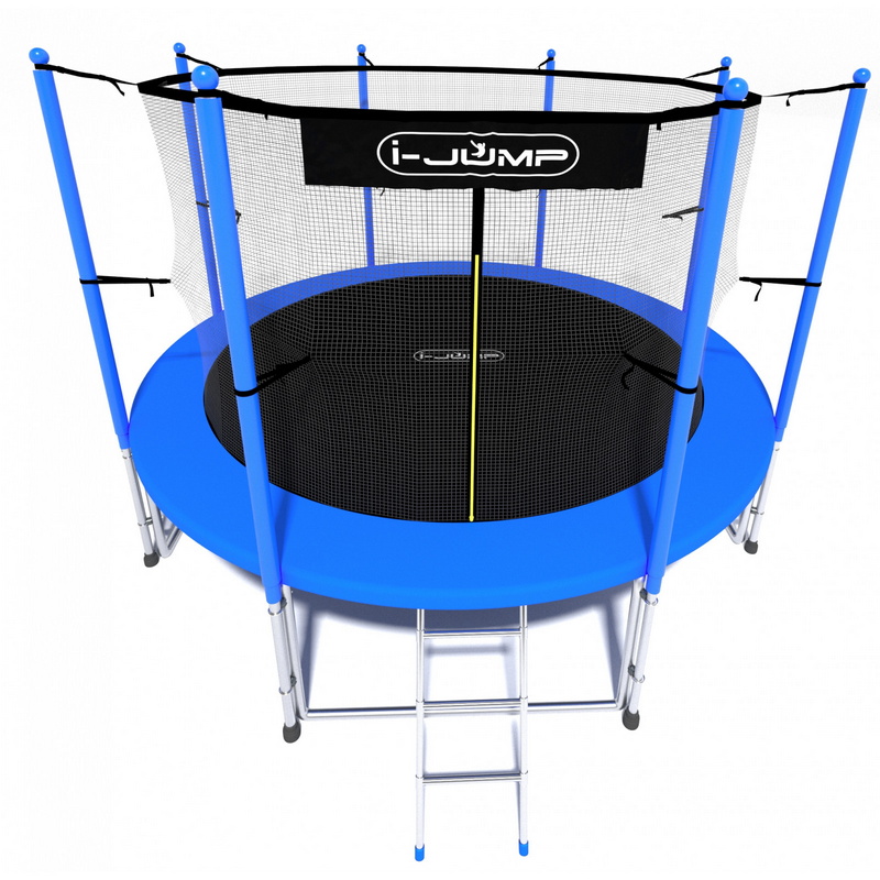 Батут i-Jump Classic 10FT 306 см с нижней сетью и лестницей синий 800_800