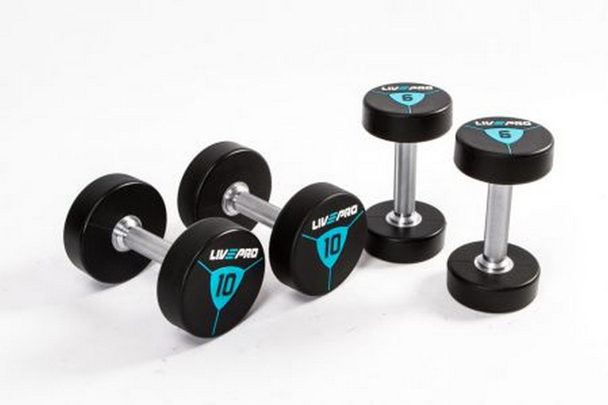 Гантели в уретане 30 кг Live Pro Premium Urethane Dumbbells LP8000-30 1200_800