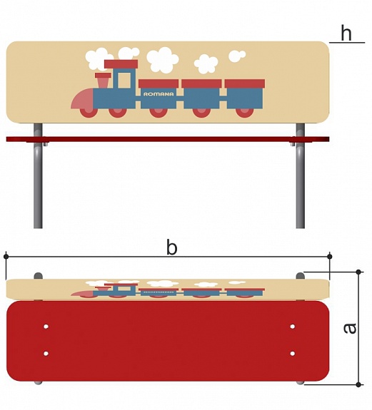 Скамья Паровозик день (фанера) Romana 302.09.00-07 521_575