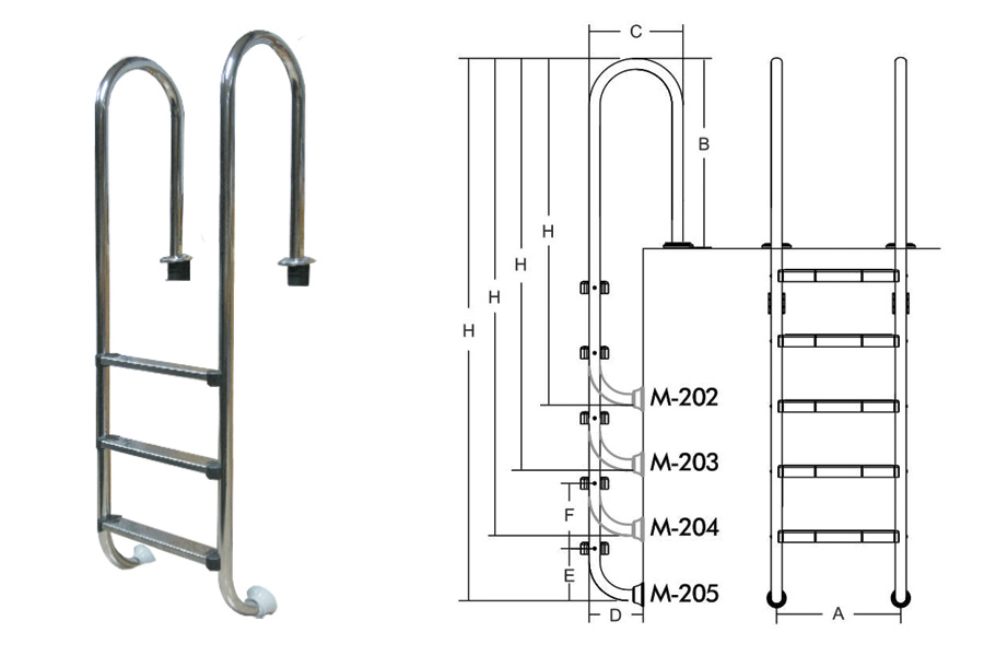 Лестница для бассейнов серии M M203 ПТК Спорт 021-0540 900_600