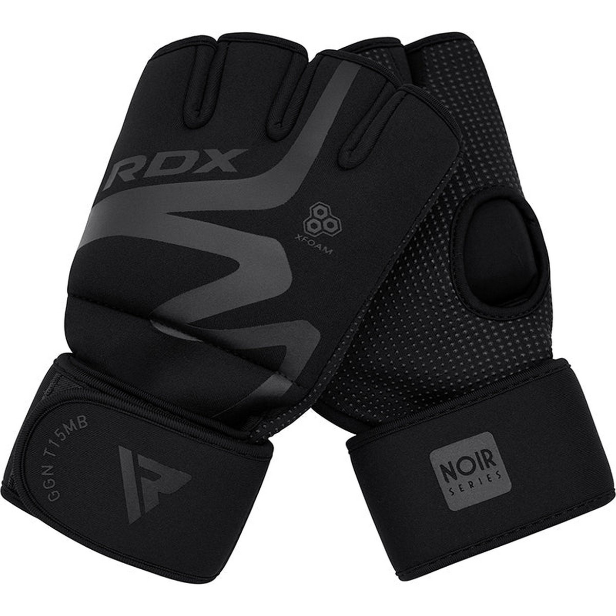 Перчатки тренировочные RDX Grappling Neoprene T15 M GGN-T15MB черный матовый 1200_1200